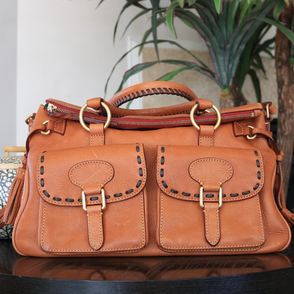 Dooney & Bourke Chestnut Leather Hand Bag w/ Strap